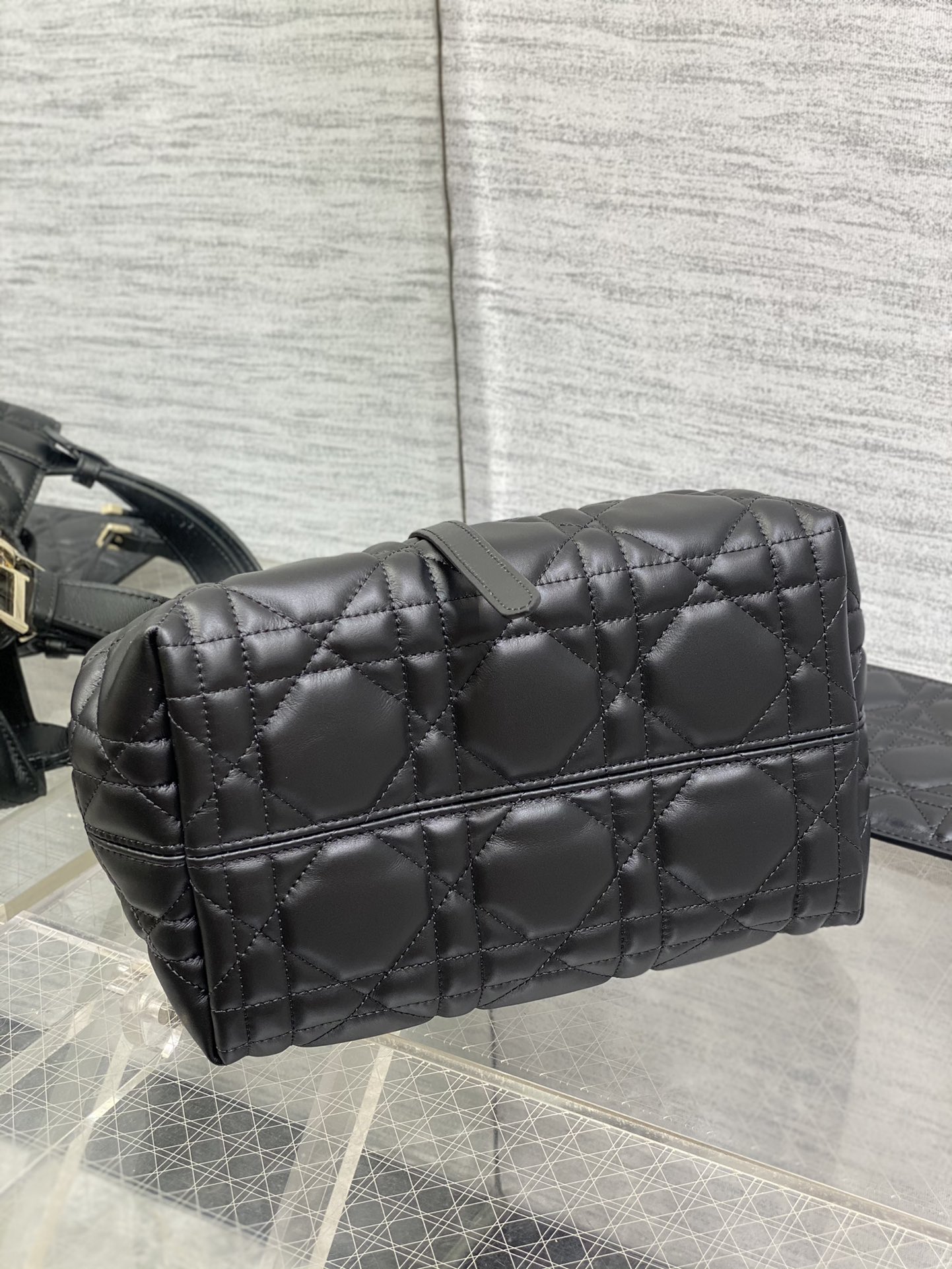 Small Dior Toujours Bag Black Macrocannage Calfskin